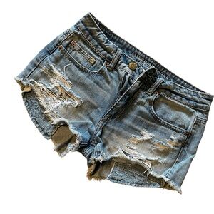 American Eagle Hi-Rise Festival Denim Shorts - Size 2 Trendy Summer Short‎